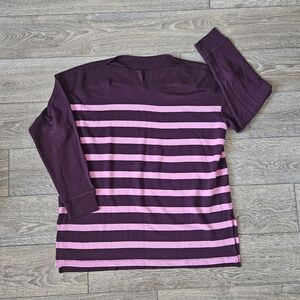 Lou & Grey Signature Soft Plum Purple & Pink Striped Boat Neck Long Sleeve Shirt